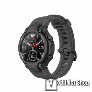 Okosóra szíj - szilikon - SÖTÉTSZÜRKE - 126mm+92mm hosszú, 140-220mm átmérőjű csuklóméretig, csavarhúzóval, TENGELY NÉLKÜL! - Xiaomi Amazfit T-Rex / Amazfit T-Rex Pro kép