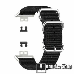 Okosóra szíj - szövet - FEKETE - 117 + 92mm hosszú - HUAWEI Watch Fit / Watch Fit Elegant Edition kép