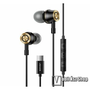 USAMS EP-43 SZTEREO HEADSET / James bond - Type-C, mikrofon, felvevő gomb, hangerőszabályzó gomb - FEKETE - SJ482_B - GYÁRI kép