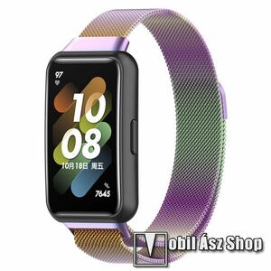 Okosóra milánói szíj - rozsdamentes acél, mágneses - LILA - 210mm hosszú - HUAWEI Band 7 kép