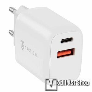 Tactical hálózati töltő, 1x USB és 1x Type C aljzattal, QC, PD gyorstöltés támogatás, 20W, Kábel nélkül, Fehér kép