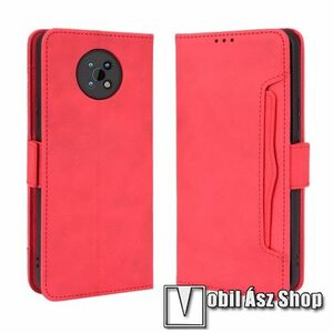 WALLET notesz tok / flip tok - PIROS - asztali tartó funkciós, oldalra nyíló, rejtett mágneses záródás, bankkártyatartó zseb, szilikon belső - NOKIA G50 kép