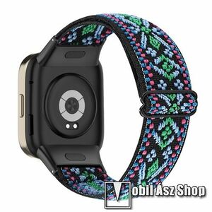 Okosóra szíj - ZÖLD / KÉK / RÓZSASZÍN - szövet, sztreccses, 110-200mm-es méretű csuklóig ajánlott - Xiaomi Redmi Watch 3 / Mi Watch Lite 3 / Redmi Band 3 kép