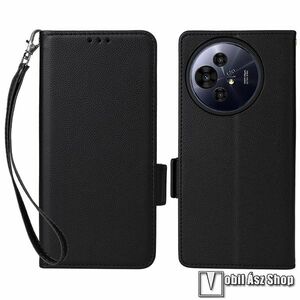 TCL 50 Pro NxtPaper 5G, 50 NxtPaper 5G, Slim Wallet telefontok, Notesz, Asztali tartó, Oldalra nyíló, Mágneses, Bankkártyatartó, Csuklópánt, PU bőr, TPU, Fekete kép