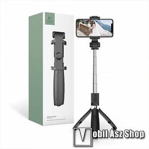Tech Protect L01S Univerzális teleszkópos selfie bot és tripod állvány, Bluetooth kioldóval, 360°-ban forgatható, 19-70cm állítható hosszúság, Tripod állvány, 55-85mm-ig nyíló bölcső, Fekete kép
