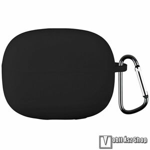 Xiaomi Redmi Buds 6 Pro, Szilikon védőtok TWS fülhallgató-hoz, Karabiner, töltőnyílás, Fekete kép