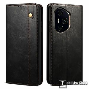 Honor 400 Pro, Telefontok, Notesz, Asztali tartó, Oldalra nyíló, Rejtett mágneses záródás, Bankkártyatartó, PU bőr, Szilikon belső, Varrás minta, Fekete kép