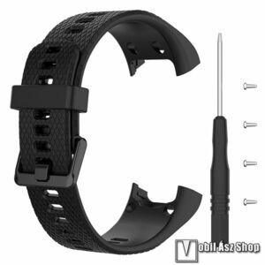 Garmin vívosmart HR, Okosóra szíj, Szilikon, Textúrált, Csat, 88+127mm hosszú, Csavar, Szerszám, Fekete kép