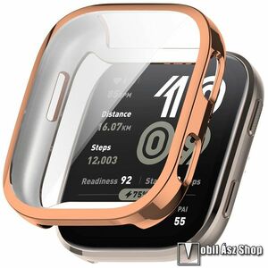 Xiaomi Amazfit Bip 6, Okosóra szilikon védőtok, Keret, Szilikon előlapvédő is, Galvanizált, Rose Gold kép