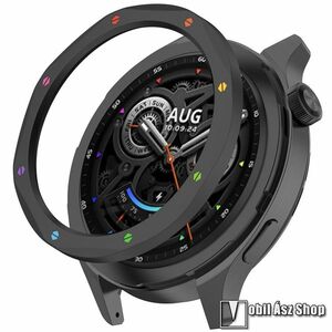 Xiaomi Watch S4, S3, Okosóra lünetta védő, Rozsdamentes acél, Fekete, Színes kép