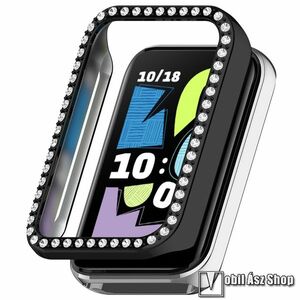 Honor Band 10, Okosóra műanyag védőtok, Keret, Bumper, Strasszkővel díszített, Fekete kép