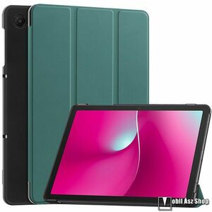 Telekom T Tablet 2 5G eSIM, Tablet tok, Mappa, Oldalra nyíló, Trifold asztali tartó, Műanyag belső, PU bőr, Sötétzöld kép