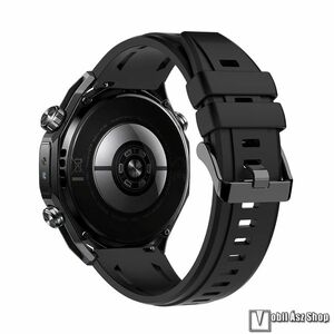 Okosóra szíj, Szilikon, Fém csat, 115+92mm hosszú, Fekete, Amazfit T-Rex 3 Pro 44mm, Huawei Watch GT 6, 6 Pro, 5, 5 Pro, 4, 3, 2 46mm, Nothing CMF Watch 3 Pro kép