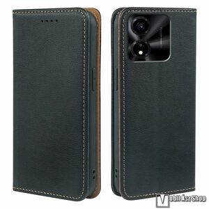 Honor X5c Plus, Telefontok, Notesz, Oldalra nyíló, Asztali tartó, Rejtett mágneses záródás, Kártyazseb, RFID védelem, PU bőr, Szilikon belső, Fekete kép