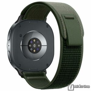 Samsung Galaxy Watch8 44mm, 40mm, Watch8 Classic, Okosóra szíj, Sztreccses szövet, Tépőzáras, 210mm hosszú, Sötétzöld kép