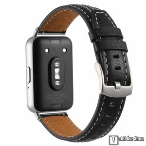 Samsung Galaxy Fit 3, Okosóra szíj, Valódi bőr, Csatos, 85+120mm hosszú, Fekete kép