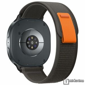 Samsung Galaxy Watch8 44mm, 40mm, Watch8 Classic, Okosóra szíj, Sztreccses szövet, Tépőzáras, 210mm hosszú, Szürke, Fekete kép