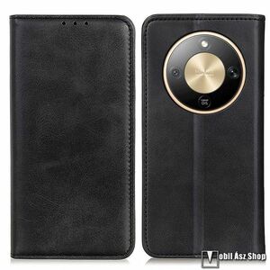Honor Magic8 Lite, X9d 5G, X70 5G, Telefontok, Notesz, Asztali tartó, Oldalra nyíló, Mágneses záródás, Bankkártyatartó, Hasított bőr, TPU, Fekete kép
