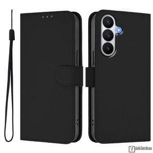 Samsung Galaxy S26, S26 Pro, Telefontok, Oldalra nyíló, Notesz, Flip, Kártyatartó, Mágneses zárófül, Asztali tartó, PU bőr, Szilikon belső, Csuklópánt, Fekete kép