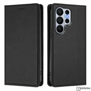 Samsung Galaxy S26 Ultra, Telefontok, Notesz, Oldalra nyíló, Asztali tartó, Rejtett mágneses záródás, Kártyazseb, RFID védelem, PU bőr, Szilikon belső, Fekete kép