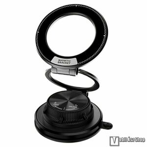 MagSafe autós telefontartó, Műszerfalra rögzíthető, Tapadókorong, Összecsukható, Mágneses, M16, Fekete kép