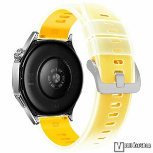 Okosóra szíj, Szilikon, Csat, Átlátszó, Sárga, 22mm széles, 94+130mm hosszú, Xiaomi Watch S4, S1 Pro, Amazfit Bip 6, Zepp Z, GTR 4 46mm, Garmin Venu 3 45mm, Huawei Watch Ultimate kép