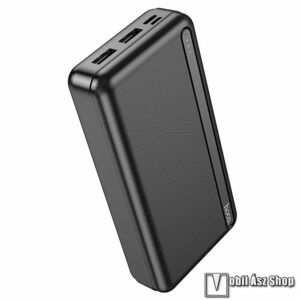 Hoco power bank, Vésztöltő, 2 x USB-A, 1 x microUSB, 1 x USB-C aljzat, 20000mAh, 10W, LED jelző, J91A, Fekete kép