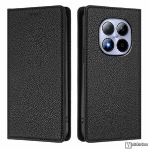 Xiaomi Redmi Note 15 Pro 5G, Telefontok, Notesz, Oldalra nyíló, Asztali tartó, Rejtett mágneses záródás, Kártyazseb, RFID védelem, PU bőr, Szilikon belső, Fekete kép