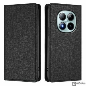 Xiaomi Redmi Note 15 Pro Plus 5G, Poco M8 Pro 5G, Telefontok, Notesz, Oldalra nyíló, Asztali tartó, Rejtett mágneses záródás, Kártyazseb, RFID védelem, PU bőr, Szilikon belső, Fekete kép