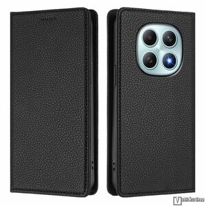 Xiaomi Redmi Note 15 5G, Poco M8 5G, Telefontok, Notesz, Oldalra nyíló, Asztali tartó, Rejtett mágneses záródás, Kártyazseb, RFID védelem, PU bőr, Szilikon belső, Fekete kép