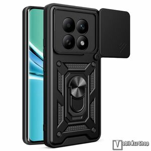 Xiaomi Redmi Note 15 5G, Poco M8 5G, Ott! Camshield Armor Pro telefontok, Műanyag, Szilikon betétes, Ütésálló, Beépített fémlap, Ujjgyűrű, Kameravédő, Fekete kép