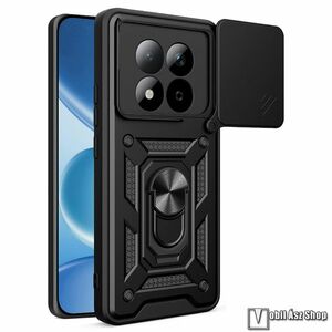 Xiaomi Redmi Note 15 Pro 5G, Ott! Camshield Armor Pro telefontok, Műanyag, Szilikon betétes, Ütésálló, Beépített fémlap, Ujjgyűrű, Kameravédő, Fekete kép