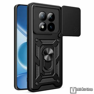 Xiaomi Redmi Note 15 Pro Plus 5G, Poco M8 Pro 5G, Ott! Camshield Armor Pro telefontok, Műanyag, Szilikon betétes, Ütésálló, Beépített fémlap, Ujjgyűrű, Kameravédő, Fekete kép