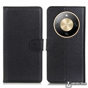 Honor Magic8 Lite, X9d 5G, X70 5G, Telefontok, Oldalra nyíló, Notesz, Flip, Kártyatartó, Mágneses zárófül, Asztali tartó, PU bőr, Szilikon belső, Fekete kép