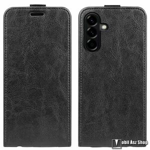 Samsung Galaxy A57, Telefontok, Lefelé nyíló flip, PU bőr, Mágneses zárófül, Bankkártyatartó, Fekete kép