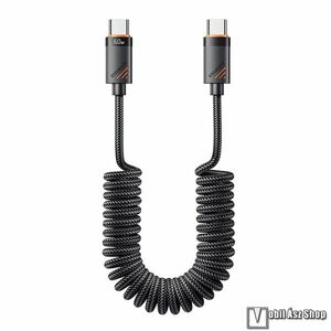 Essager Spring adat és gyorstöltő kábel, USB-C / USB-C, 60W, PD gyorstöltés, 1, 2m hosszú spirál alakíú, Fekete kép
