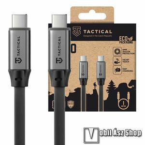 Tactical Fat Man 2.0 adat és gyorstöltő kábel, USB-C / USB-C 2.0, 60W, PD gyorstöltés, 1m hosszú, Lapos kábel, 480Mbps, Szürke kép