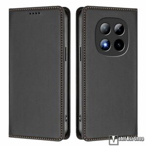 Xiaomi Redmi Note 15 Pro Plus 5G, Poco M8 Pro 5G, Telefontok, Notesz, Oldalra nyíló, Asztali tartó, Rejtett mágneses záródás, Kártyazseb, RFID védelem, PU bőr, Szilikon belső, Fekete kép