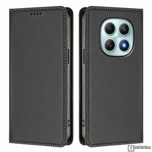 Xiaomi Redmi Note 15 5G, 4G, Poco M8 5G, Telefontok, Notesz, Oldalra nyíló, Asztali tartó, Rejtett mágneses záródás, Kártyazseb, RFID védelem, PU bőr, Szilikon belső, Fekete kép