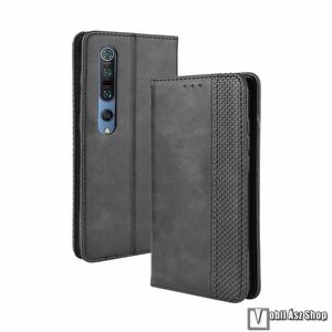 Xiaomi Mi 10 5G, Xiaomi Mi 10 Pro 5G, Retro Wallet telefontok, Notesz, Asztali tartó, Oldalra nyíló, Mágneses, Bankkártyatartó, PU bőr, TPU, Fekete kép