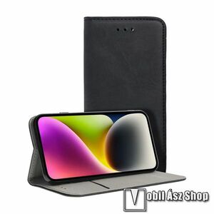 Samsung Galaxy S26, Slim Notesz, Telefontok, Asztali tartó, Oldalra nyíló, Mágneses, Bankkártyatartó, PU bőr, Szilikon belső, Fekete kép