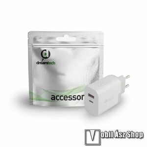 Dreamtech hálózati töltő 1 x USB-A, 1 x USB-C aljzattal, PD gyorstöltés támogatás, PD 30W, Kábel nélkül, Fehér kép