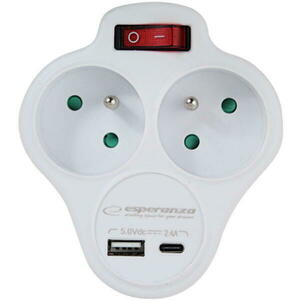 2 Plug + 2 USB Switch (ELK311W) kép