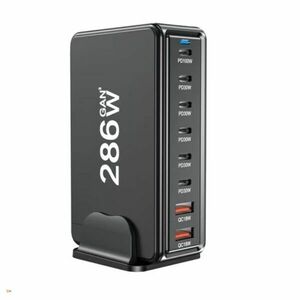 BlackBird 6x USB-C / 2x USB-A Hálózati Gyorstöltő Adapter 286W - Fekete kép
