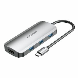 Vention USB-C -> HDMI/USB 3.0x3/PD 0, 15m Szürke Aluminum Ötvöz... kép