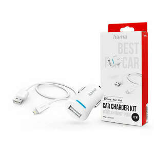 HAMA USB szivargyújtó töltő adapter + USB - Lightning kábel - 12W... kép