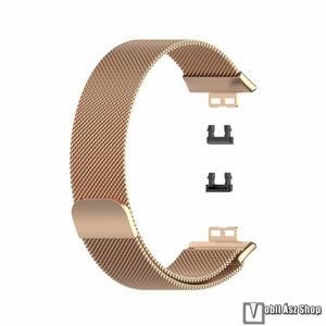 Huawei Watch Fit, Watch Fit Elegant Edition, Watch Fit SE, Watch Fit New, Okosóra milánói szíj, Rozsdamentes acél, Légáteresztő, Mágneses, 210mm hosszú, Rose Gold kép
