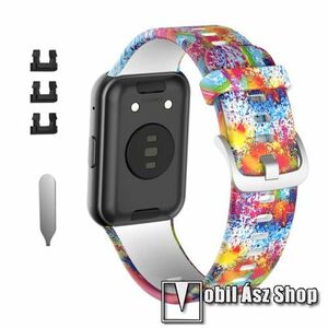 Okosóra szíj - szilikon - SZÍNES - 120mm + 90mm hosszú, 135-235mm-es csuklóméretig ajánlott - HUAWEI Watch Fit / Watch Fit Elegant Edition kép