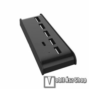 SONY Playstation 5 (PS5)-höz 6 portos USB HUB, elosztó - 5db USB port + 1db Type-C port, Plug and Play - FEKETE kép