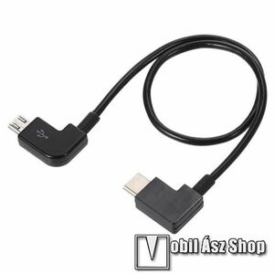 Adatátvitel adatkábel / USB töltő - Type-C / microUSB - 30cm hosszú, derékszögű 90°-os, 10W, DJI Mavic Pro Platinum Mavic Pro RC tartozékokhoz - FEKETE kép